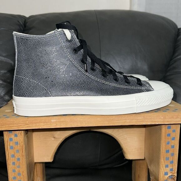 CONVERSE 11 M/13 W Unisex Black Genuine Snake Print Leather Skate Sneakers - Picture 6 of 15